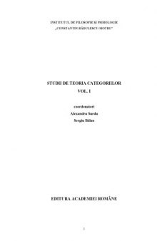 Studii de teoria categoriilor, vol. 1