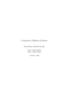 Complexity of Bilinear Problems, lecture notes