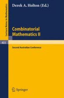 Combinatorial Mathematics: Proceedings of the Second Australian Conference