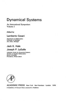 Dynamical systems. Proceedings of Univ. Florida Intern. symposium. Vol.2