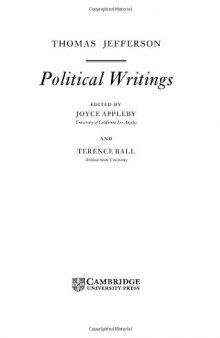 Jefferson: Political Writings (Cambridge Texts in the History of Political Thought)