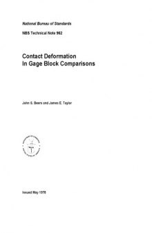 Contact Deformation In Gage Block Comparisons
