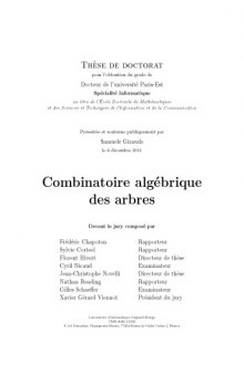 Combinatoire algébrique des arbres [PhD thesis]