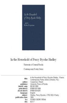 In the household of Percy Bysshe Shelley: poems