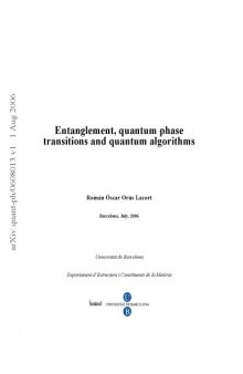Entanglement, quantum phase transitions and quantum algorithms