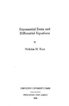 Exponential sums and differential equations