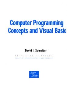 Computer programming concepts and visual basic