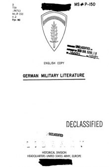 Brief survey of German military literature of the nineteenth and twentieth centuries