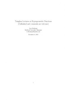 Tsinghua Lectures on Hypergeometric Functions (unfinished) [Lecture notes]