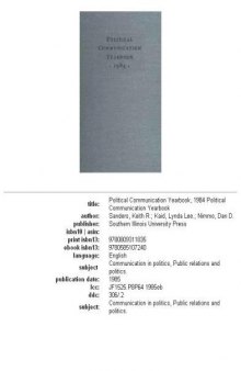 Political communication yearbook, Volume 1984