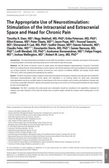 Volume 17, Issue 6, pages 551–570, August 2014 The Appropriate Use of Neurostimulation: Stimulation of the Intracranial and Extracranial Space and Head for Chronic Pain