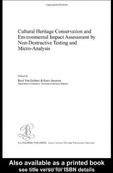 Cultural Heritage Conservation and Environmental Impact Assessment by Non-Destructive Testing and Micro-Analysis  