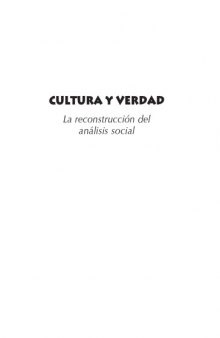 Cultura y verdad: la reconstrucción del análisis social  