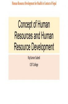 Human Resource Development for Health