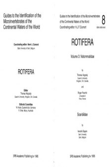 Guides to the identification of the microinvertebrates of the continental waters of the world 8 : Rotifera ; Vol. 3. Notommatidae