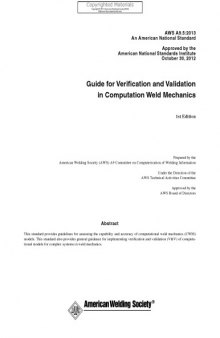 Guide for verification and validation in computation weld mechanics