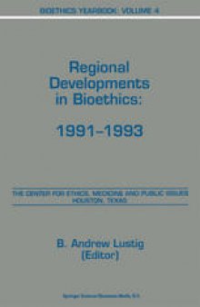 Bioethics Yearbook: Regional Developments in Bioethics: 1991–1993