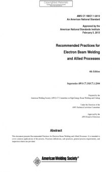Recommended practices for electron beam welding and allied processes