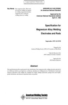 Specification for magnesium alloy welding electrodes and rods