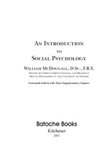 An introduction to social psychology, 14th edition