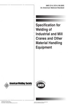 Specification for welding of industrial and mill cranes and other material handling equipment