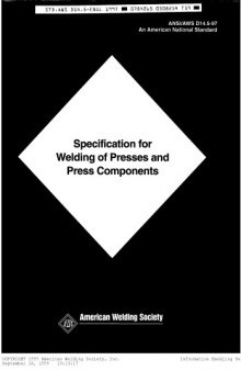 Specification For Welding Of Presses And Press Components