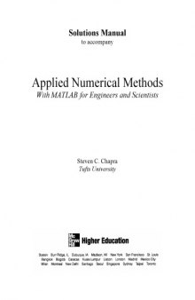 Solutions manual to accompany Applied Numerical Methods with MATLAB for Engineers and Scientists