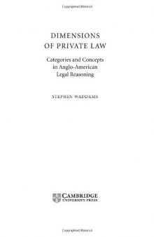 Dimensions of Private Law: Categories and Concepts in Anglo-American Legal Reasoning