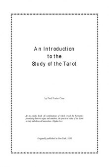 An introduction to the study of the tarot,