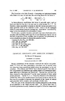 Chemical Constants and Absolute Entropy