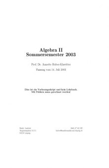 Algebra II Sommersemester 2003