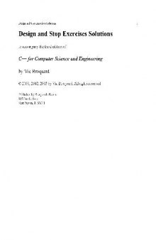 C++ for Computer Science and Engineering. Solutions Manual