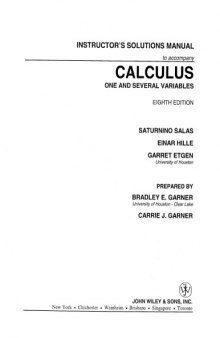 Calculus One & Several Variables 8e instructor's solutions manual