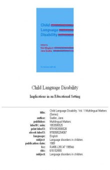 Child language disability: implications in an educational setting