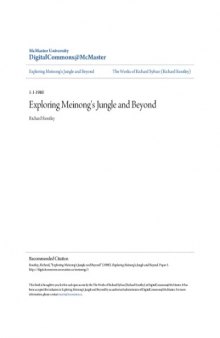 Exploring Meinong's Jungle and Beyond (Departmental monograph   Philosophy Dept., Research School of Social Sciences, Australian National University)