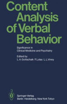 Content Analysis of Verbal Behavior: Significance in Clinical Medicine and Psychiatry