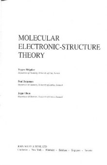 Molecular Electronic-Structure Theory