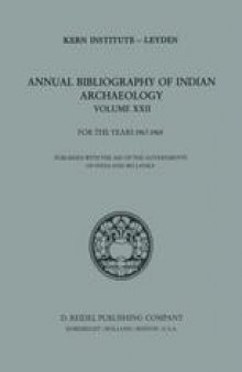 Annual Bibliography of Indian Archaeology: For the Years 1967–1969