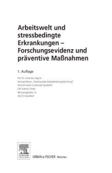 Arbeitswelt und stressbedingte Erkrankungen : Forschungsevidenz und Prävention stressbedingter Erkrankungen