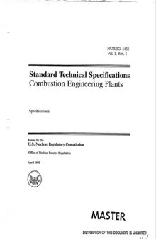 Std Tech Specs - Combustion Engineering Plants Vol 1