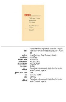 Public and private agricultural extension: beyond traditional frontiers, Parts 63-236