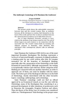 The Anthropic Cosmology of St Maximus the Confessor, Journal for Interdisciplinary Research on Religion and Science, 3rd Issue, July 2008