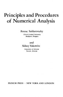 Principles and procedures of numerical analysis