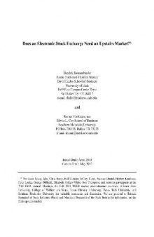 Does An Electronic Stock Exchange Need An Upstairs Market