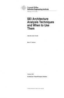 SEI architecture analysis techniques and when to use them