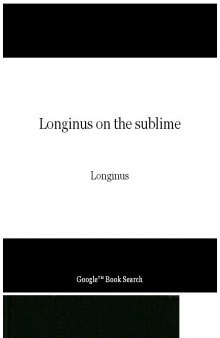 Longinus on the sublime