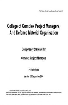 Competency Standard for Complex Project Managers (version 2.0, 2006)