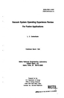 Vacuum System Operating Experience Review for Fusion Applications