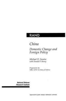 China: Domestic Change and Foreign Policy 