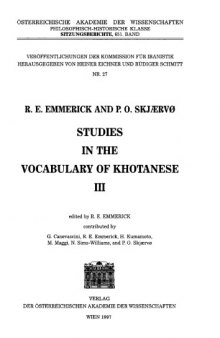 Studies in the Vocabulary of Khotanese